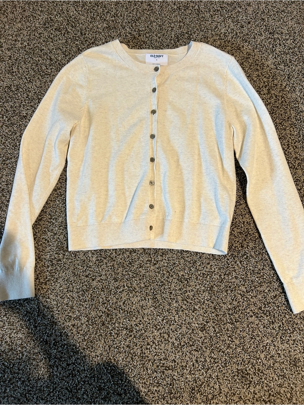 Old Navy Light Cream Button-Up Crewneck Cardigan
